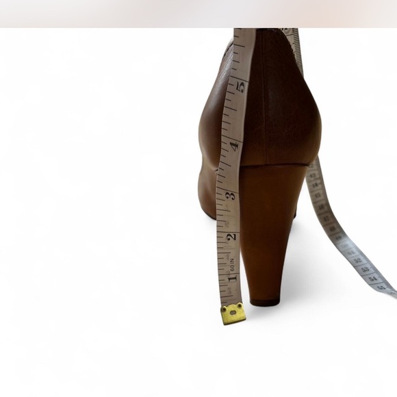 Pradal Leather Camel Tan Square Peep Toe Wedges Size 37 or US 7 - Picture 8 of 10